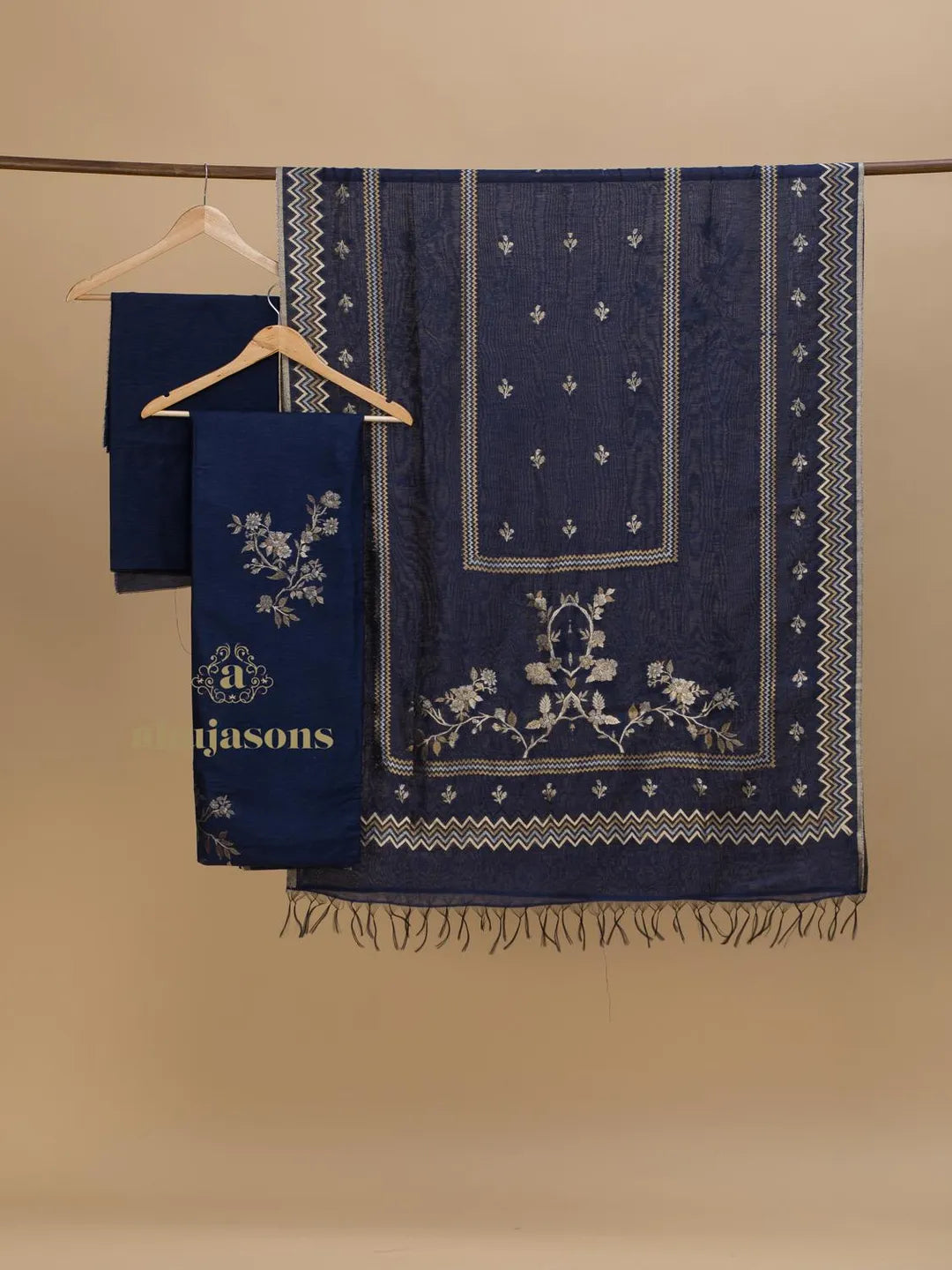 Cotton Silk Suit With Zari Weaving