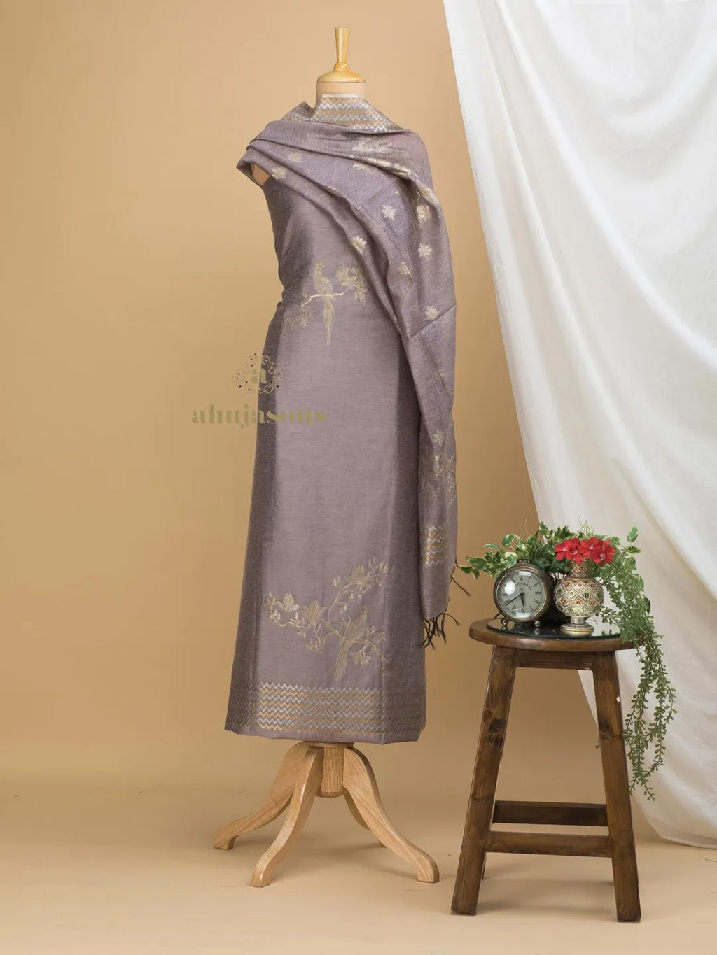 Cotton Silk Suit With Zari Weaving