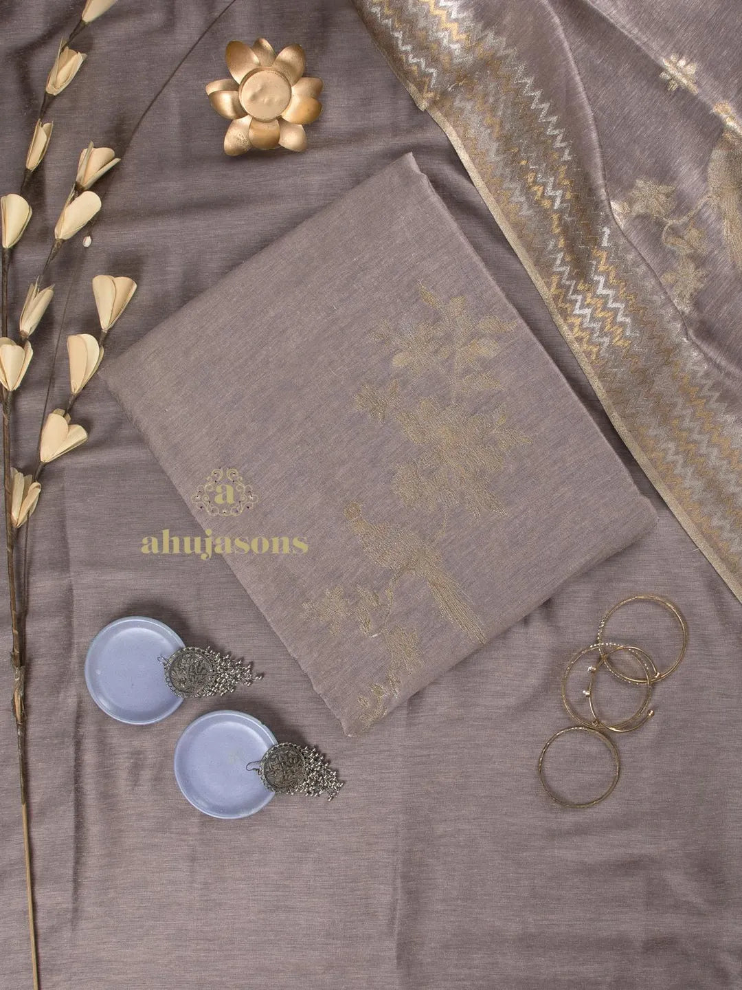 Cotton Silk Suit With Zari Weaving