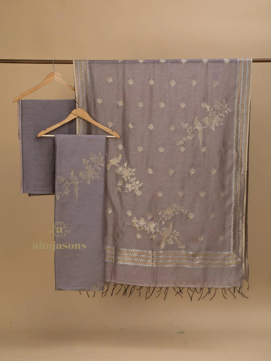 Cotton Silk Suit With Zari Weaving