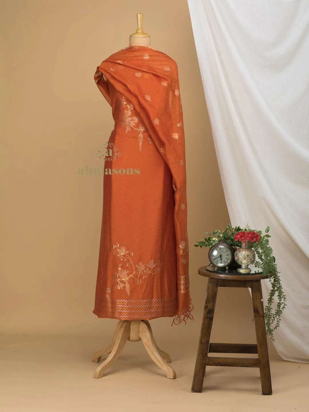 Cotton Silk Suit With Zari Weaving