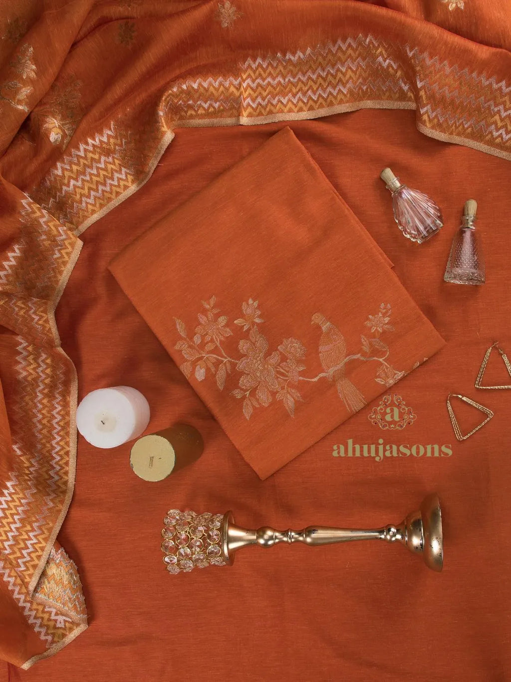 Cotton Silk Suit With Zari Weaving