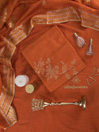 Cotton Silk Suit With Zari Weaving