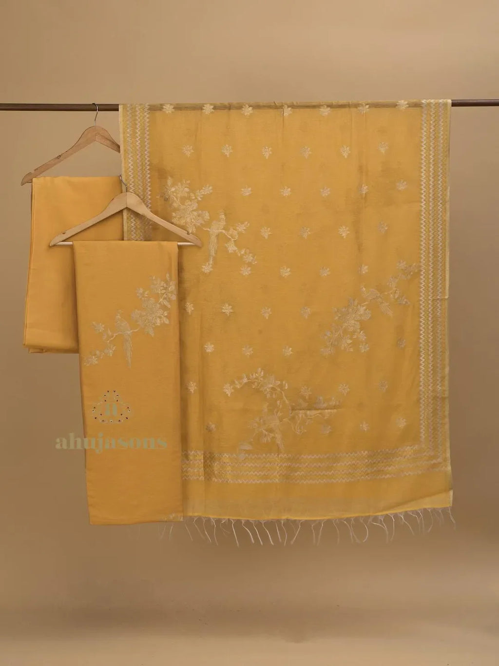 Cotton Silk Suit With Zari Weaving