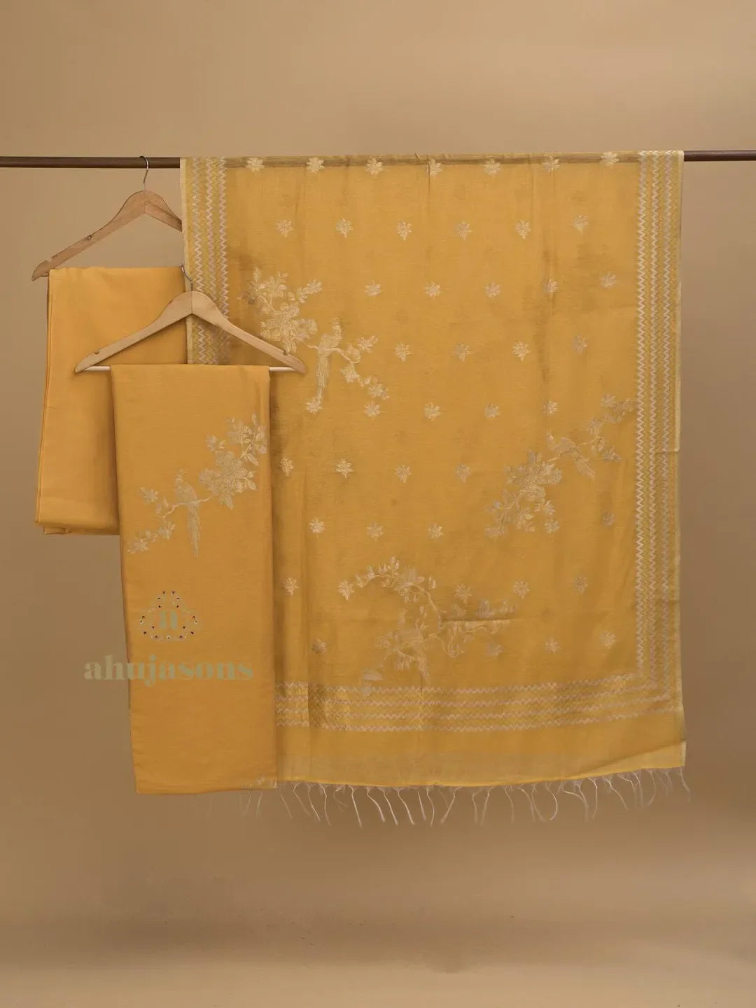 Cotton Silk Suit With Zari Weaving