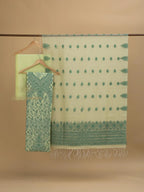 Cotton silk suit with zari weaving