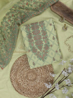 Cotton silk suit with zari weaving