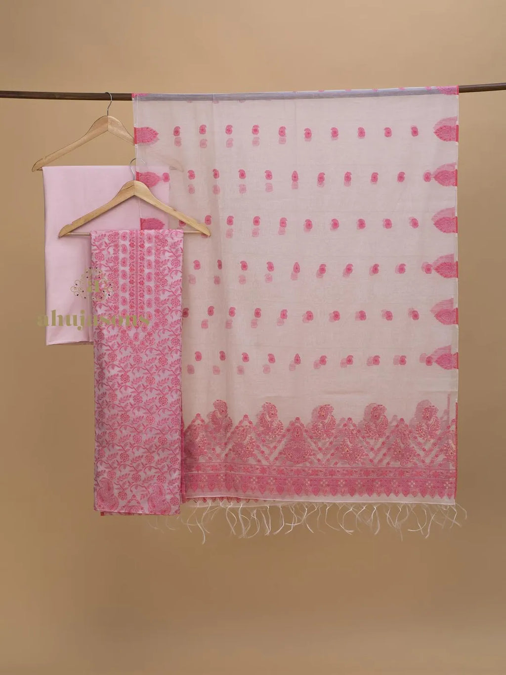 Cotton Silk Suit With Zari Weaving