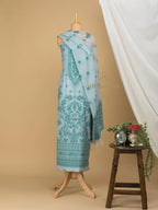 Classic Sea Green Cotton silk suit with zari weaving Drapery