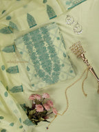 Cotton silk suit with zari weaving