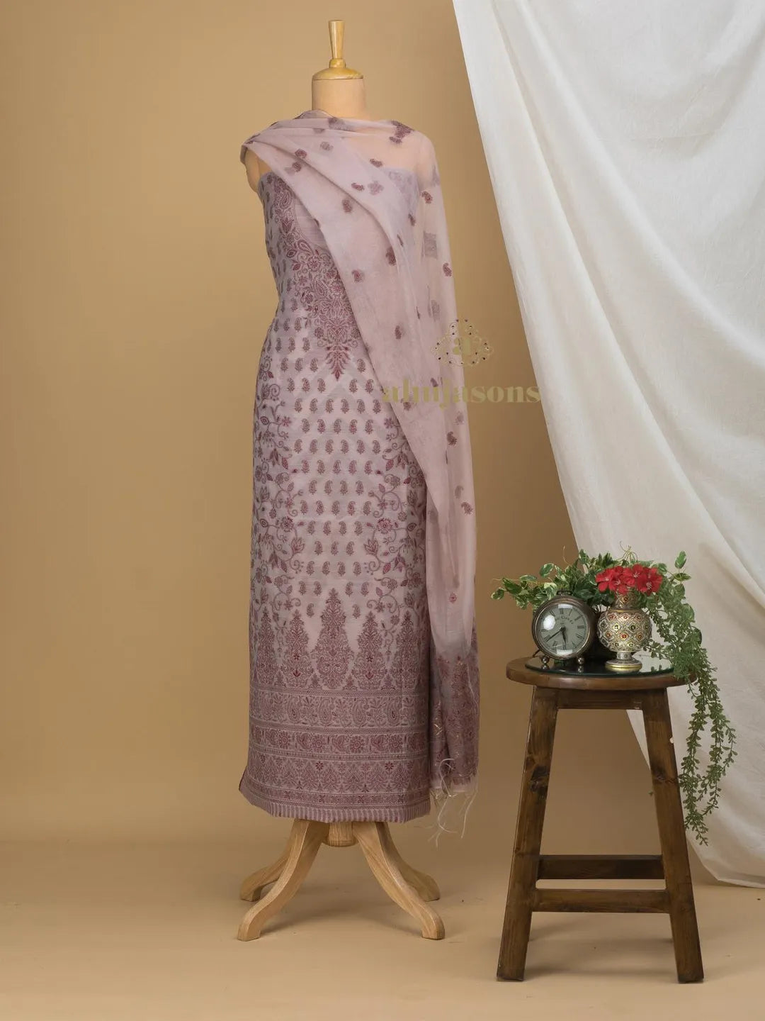 Cotton Silk Suit With Zari Weaving