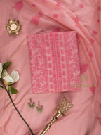 Cotton silk suit with zari weaving