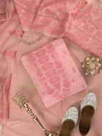 Cotton silk suit with zari weaving