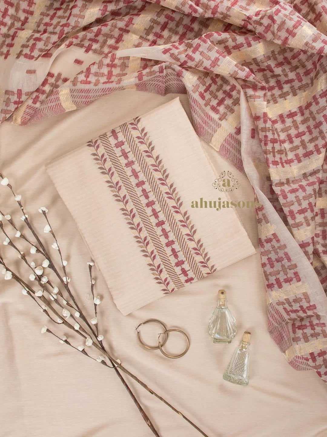 Cotton Silk Suit With Zari Weaving