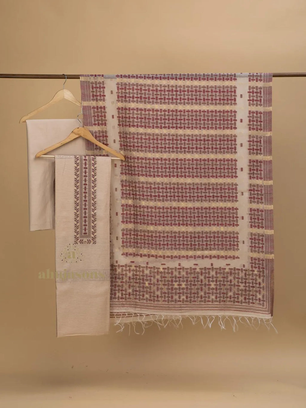 Cotton Silk Suit With Zari Weaving