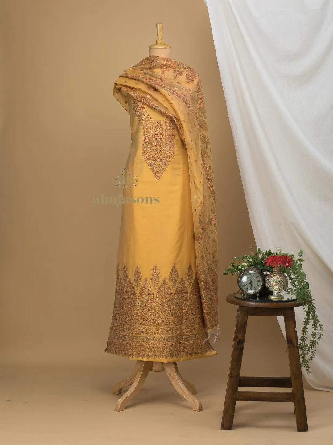 Cotton Silk Suit With Zari Weaving