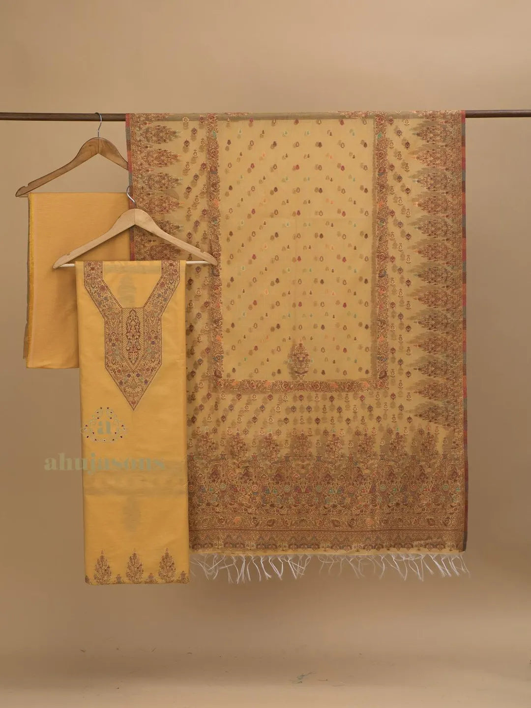 Cotton Silk Suit With Zari Weaving