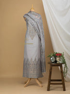 Artisan Grey Cotton silk suit with zari weaving Masterpiece