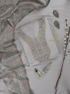 Artisan Grey Cotton silk suit with zari weaving Masterpiece