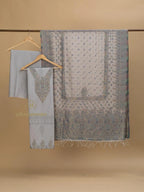 Artisan Grey Cotton silk suit with zari weaving Masterpiece
