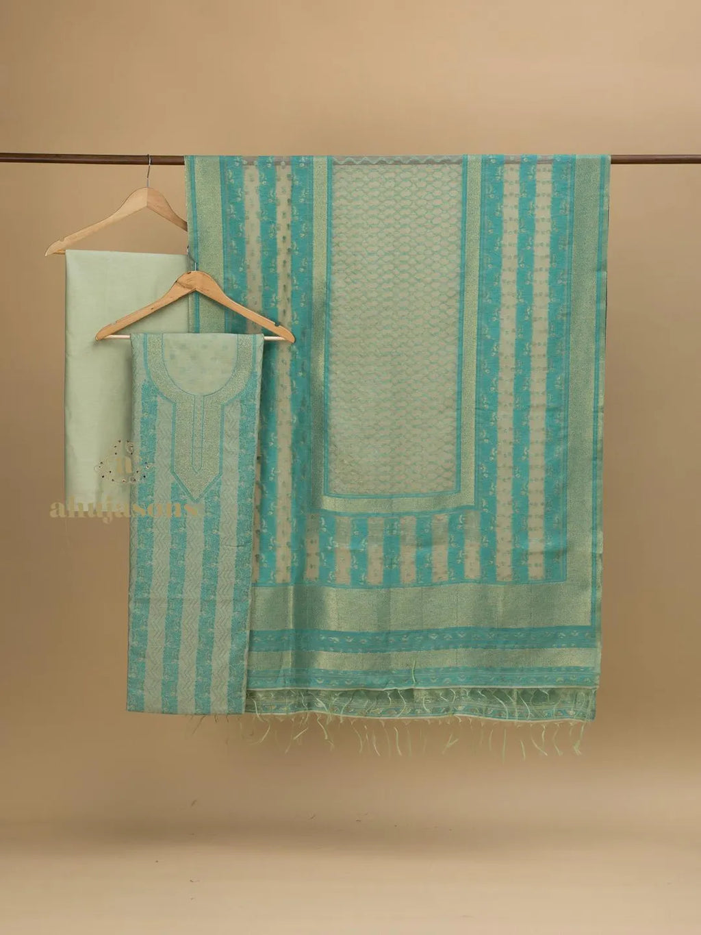 Cotton Silk Suit With Zari Weaving