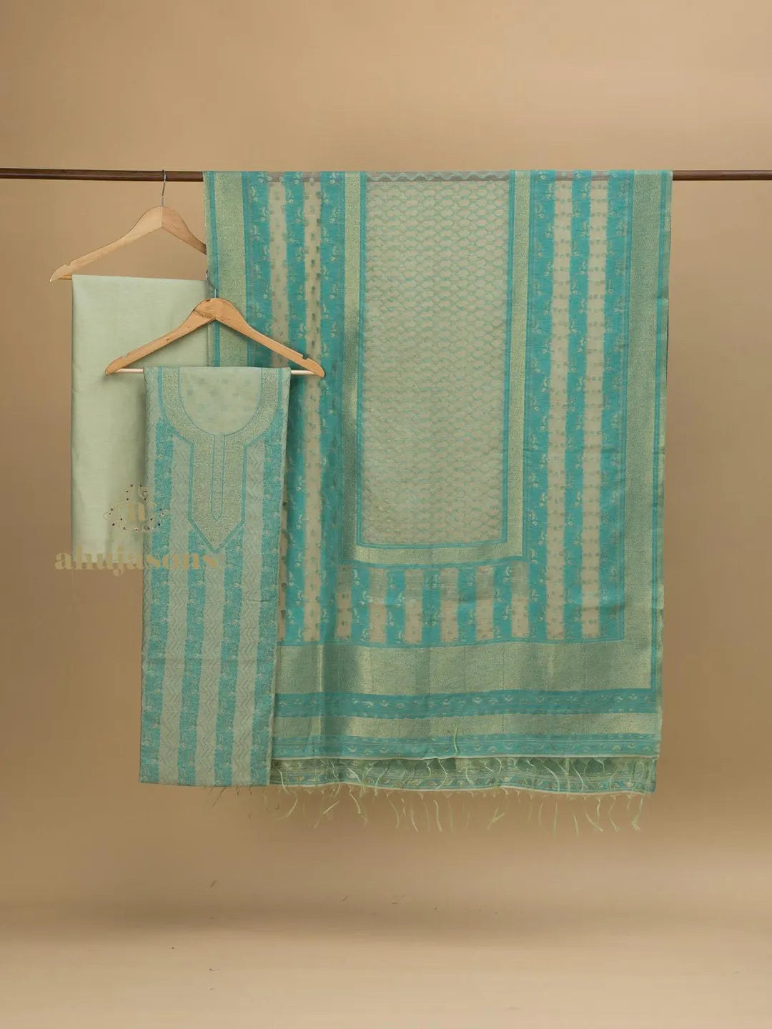 Cotton Silk Suit With Zari Weaving