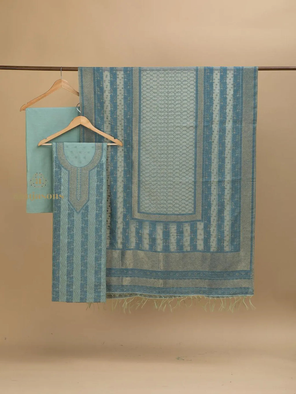 Cotton Silk Suit With Zari Weaving