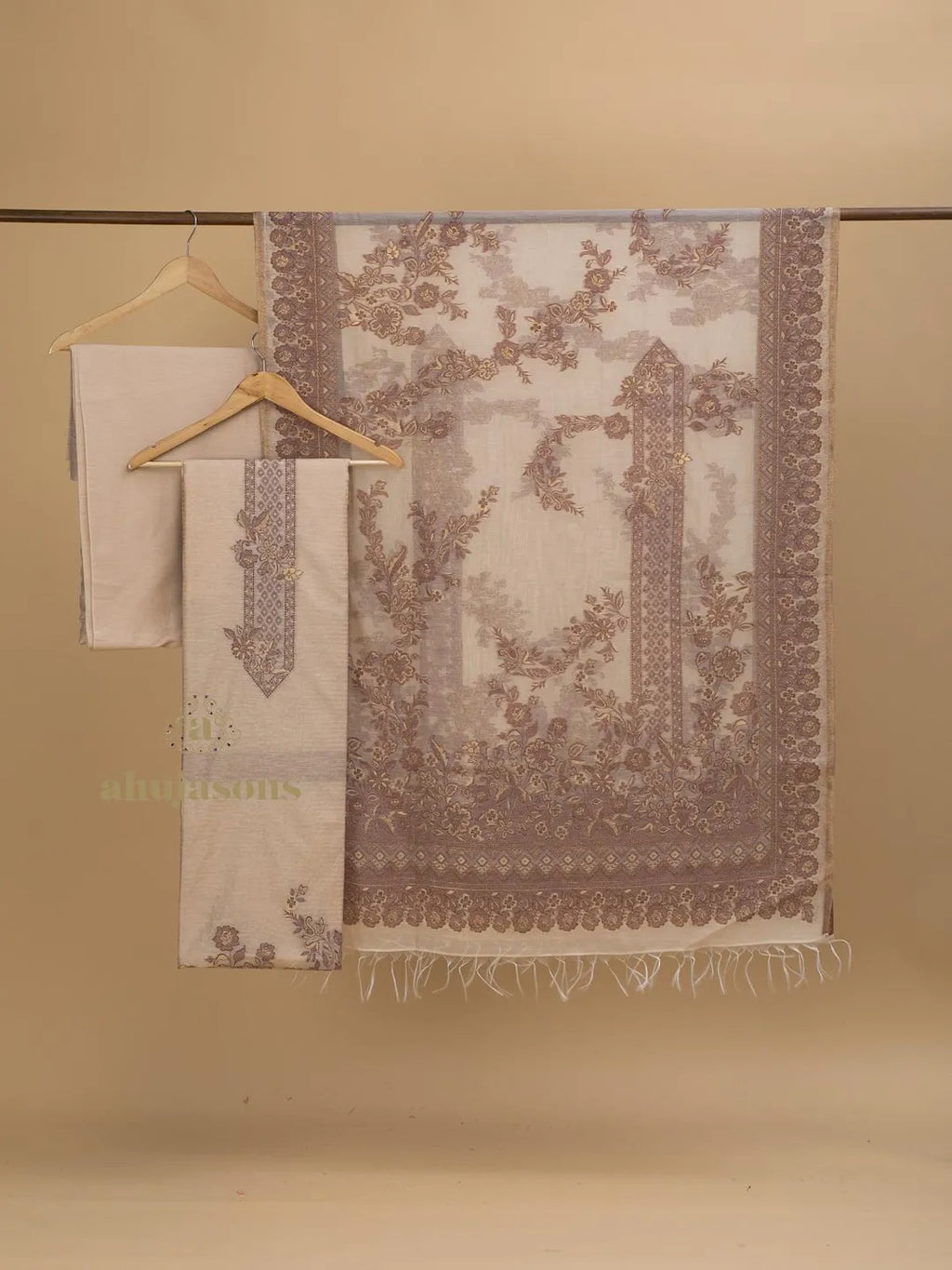 Cotton Silk Suit With Zari Weaving