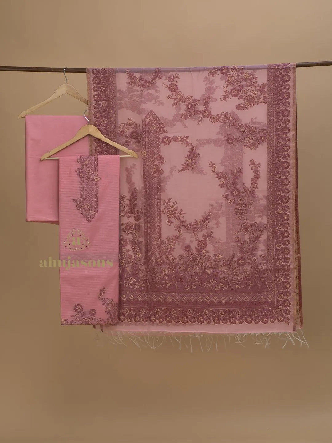 Cotton Silk Suit With Zari Weaving