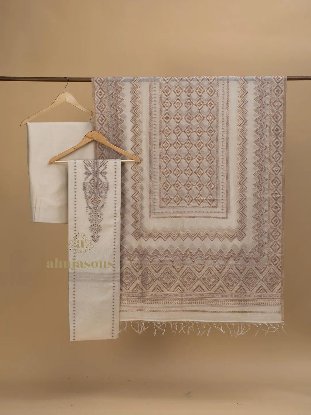 Cotton Silk Suit With Zari Weaving