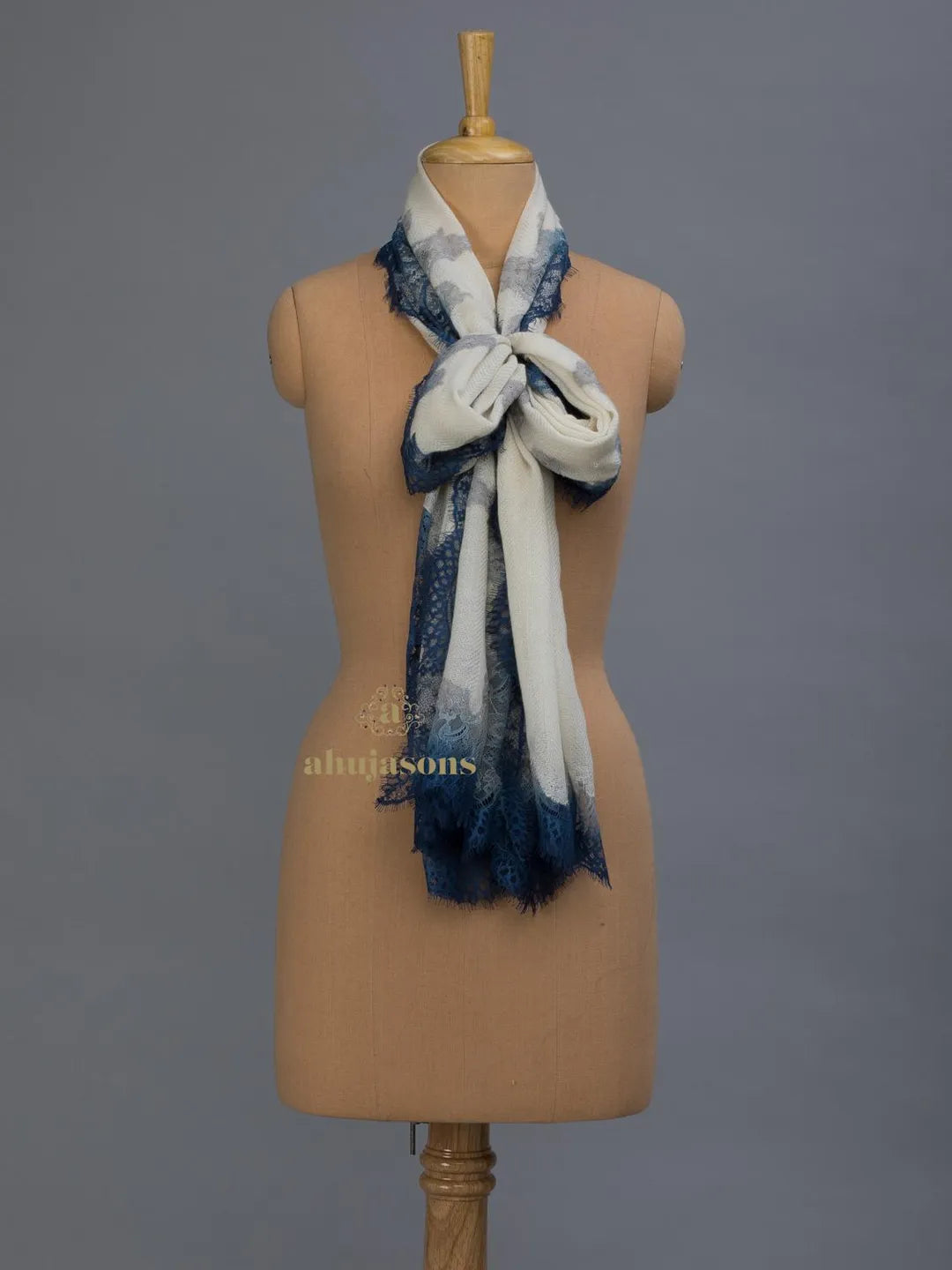 Contemporary Touch Cashmere Stole in Blue