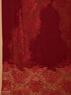 Elegant Stole Wool Blend with Dobby Pattern in Red