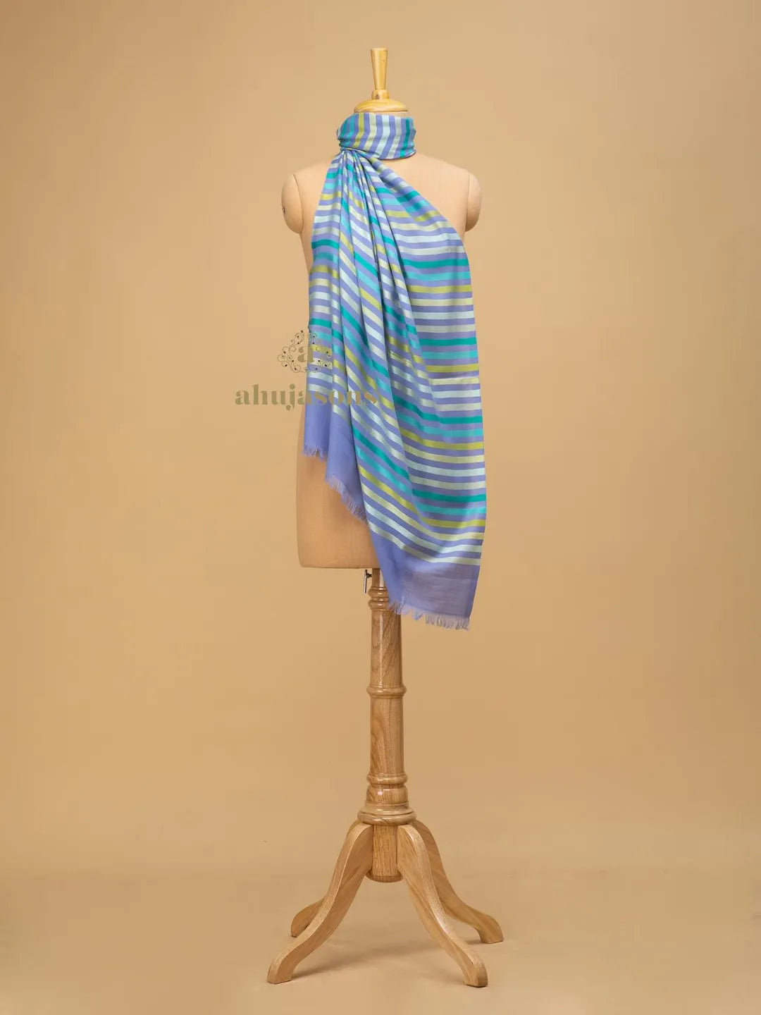 Elegant Stole Wool Blend with Dobby Pattern in Multi