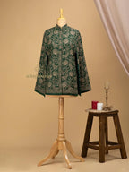 Contemporary Jacket with Aari Embroidery Pattern in Green