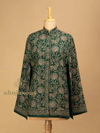 Contemporary Jacket with Aari Embroidery Pattern in Green