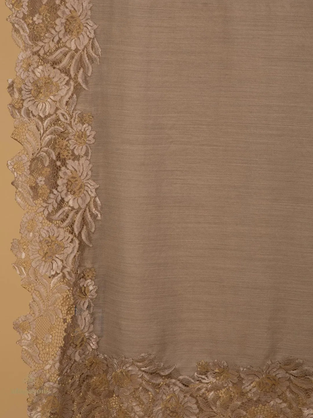 Chic Stole Wool Blend with Dobby Pattern in Beige