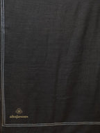 Elegant Stole Wool Blend with Dobby Pattern in Charcoal Black