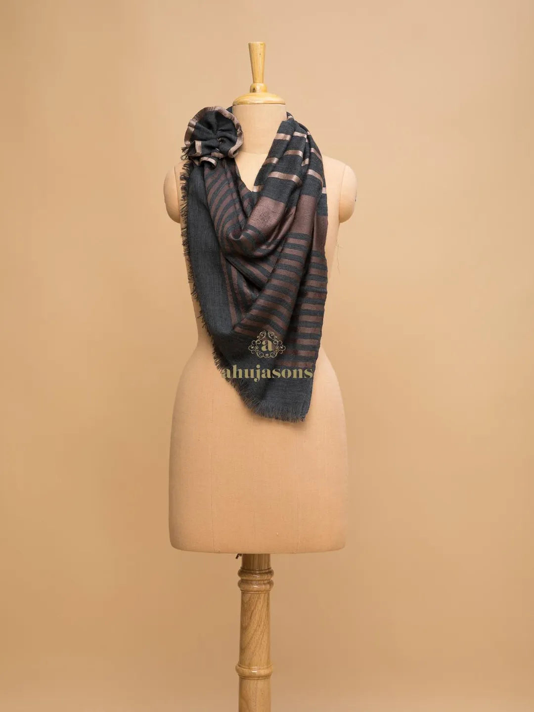 Chic Stole Wool Blend with Dobby Pattern in Multi