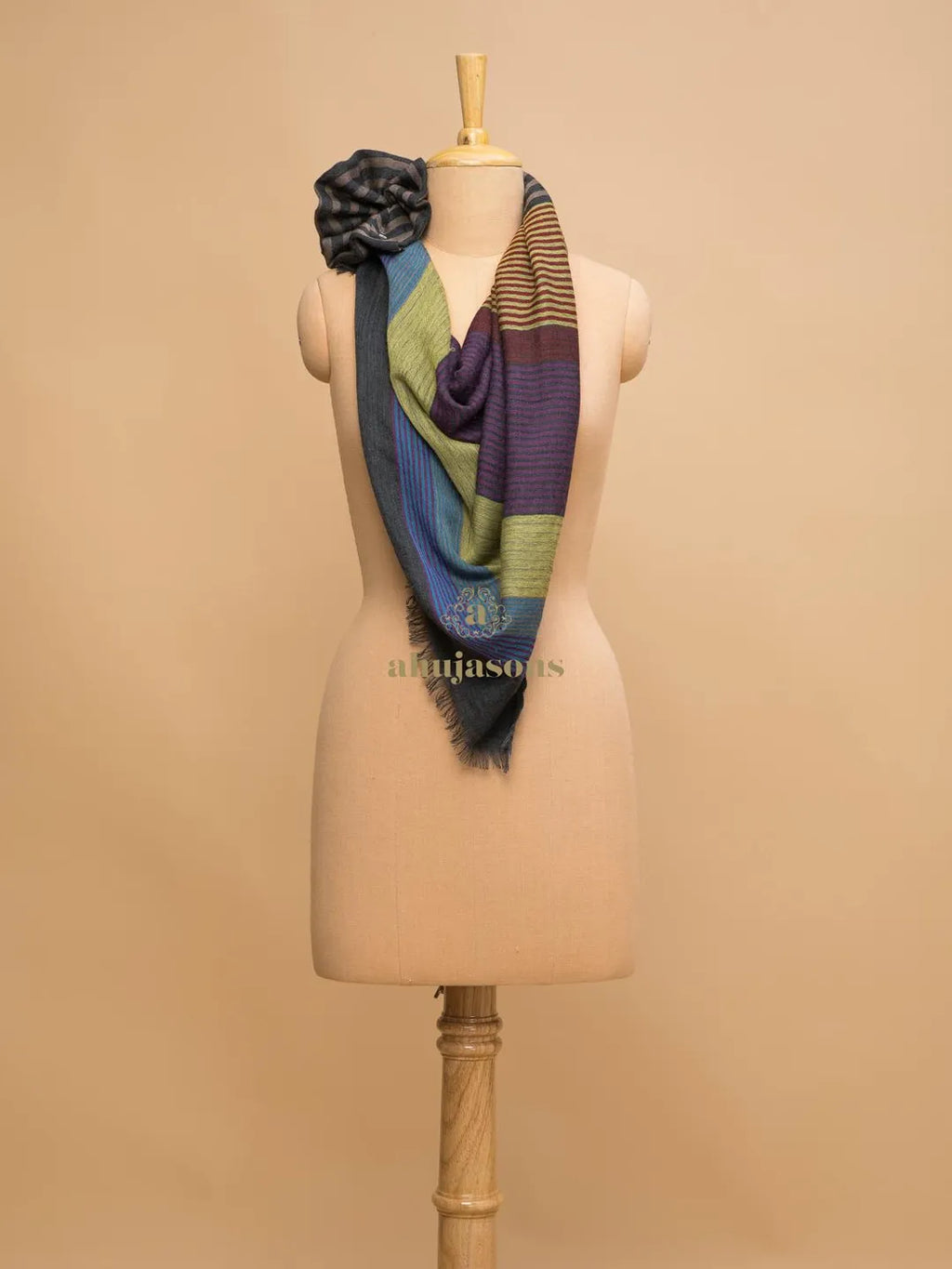Chic Stole Wool Blend with Dobby Pattern in Multi
