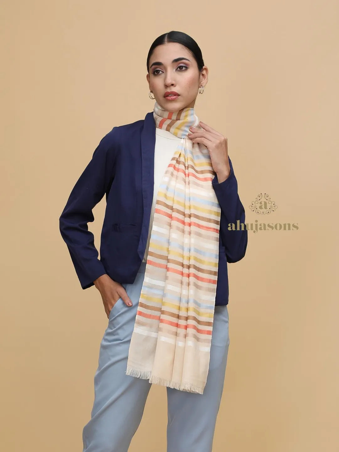 Elegant Stole with Dobby Pattern in Multi