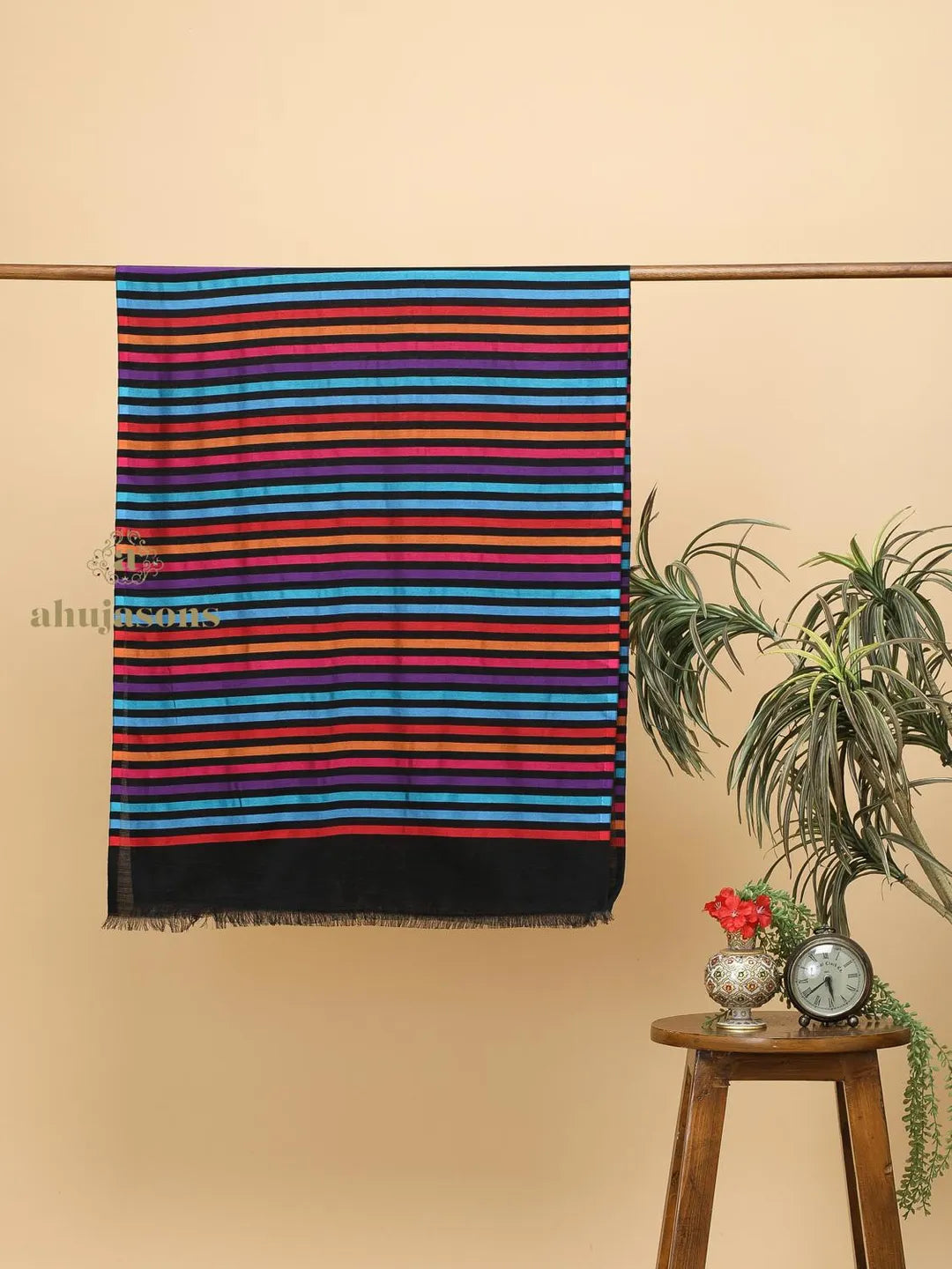 Chic Stole Wool Blend with Dobby Pattern in Multi