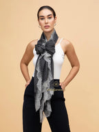 Chic Stole Wool Blend with Dobby Pattern in Grey