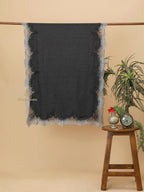 Chic Stole Wool Blend with Dobby Pattern in Grey