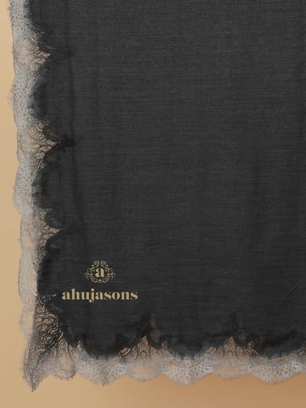 Chic Stole Wool Blend with Dobby Pattern in Grey