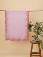 Elegant Stole Wool Blend with Dobby Pattern in Pink