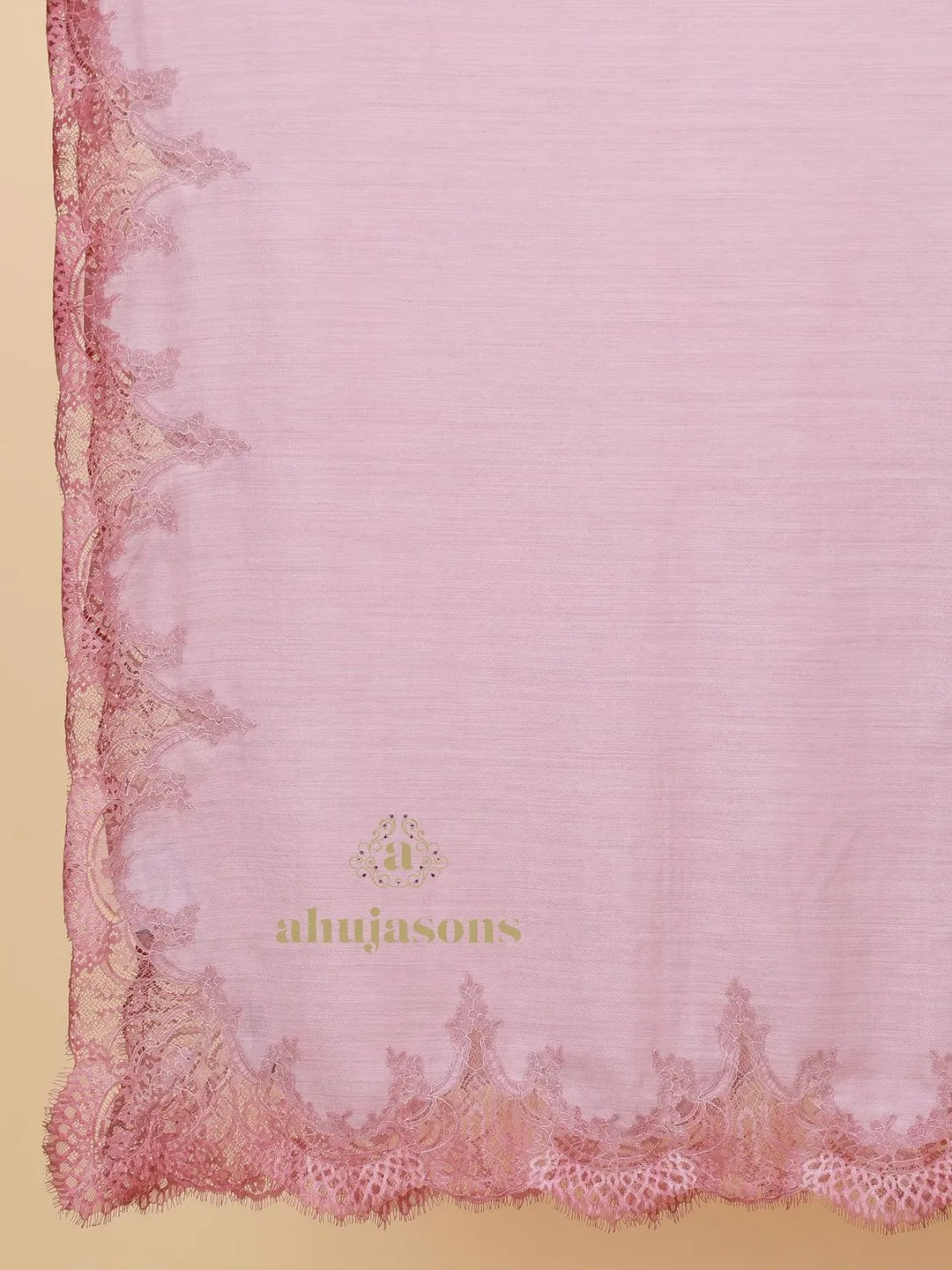 Elegant Stole Wool Blend with Dobby Pattern in Pink