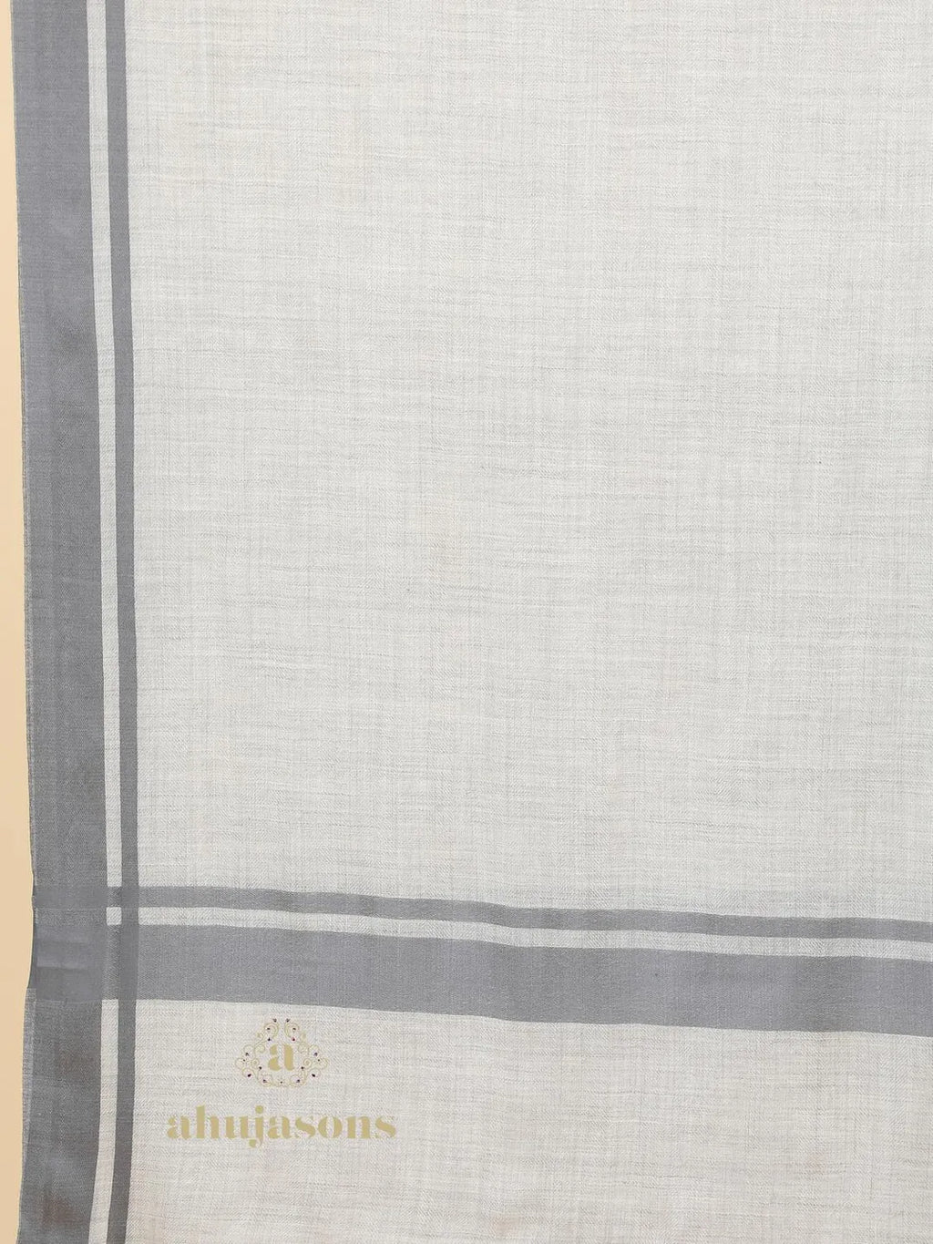 Elegant Stole Wool Blend with Dobby Pattern in Grey