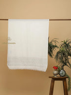 Chic Stole Wool Blend with Dobby Pattern in White