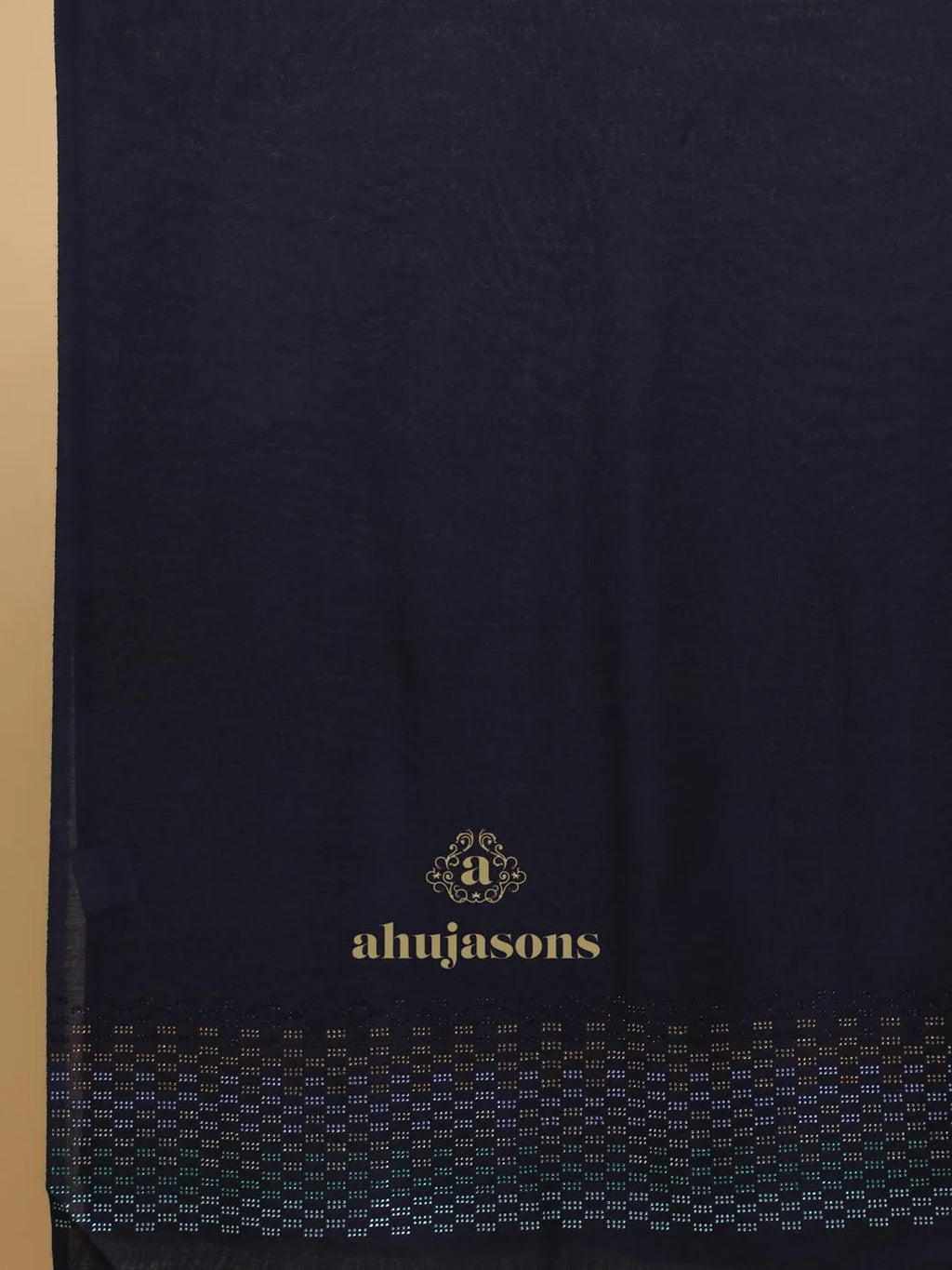 Elegant Stole Wool Blend with Dobby Pattern in Blue