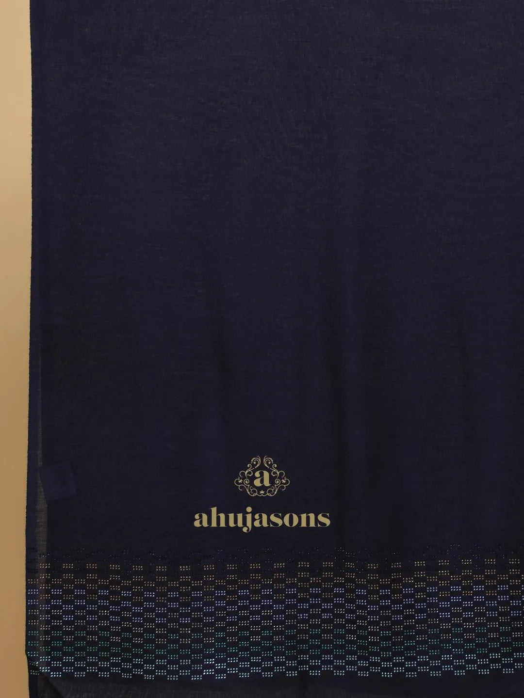 Elegant Stole Wool Blend with Dobby Pattern in Blue